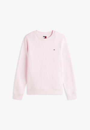 Lys pink sweatshirt med rund halsudskæring og ribbede manchetter. Har et lille broderet logo på brystet. Blødt bomuldsstof.
