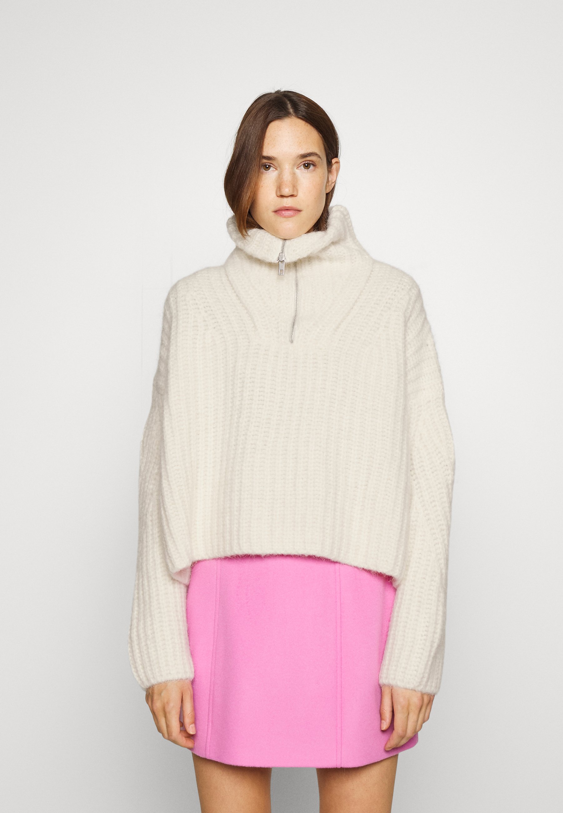 rag u0026 bone HANNAH HALF ZIP - Jumper - white - Zalando.co.uk