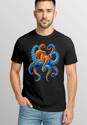 OKTOPUS TINTENFISCH GRAFIK MARITIM - T-Shirt print - schwarz