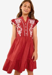 Love & Roses REGULAR FIT - EMBROIDERED V-NECK   - Blousejurk - red
