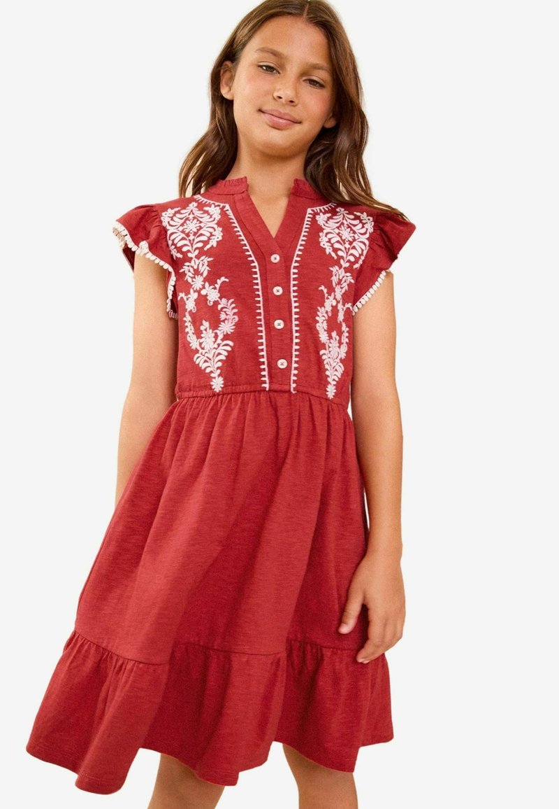 Love & Roses REGULAR FIT - EMBROIDERED V-NECK   - Blousejurk - red