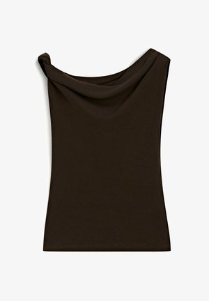 Massimo Dutti DRAPED WITH KNOT DETAIL - Top - dark brown