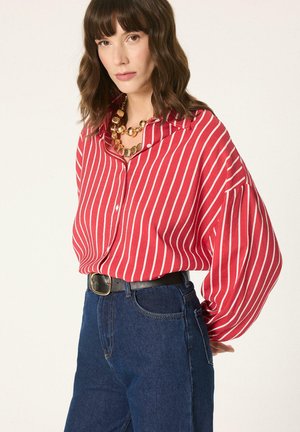 Touché Privé, STRIPED OVERSIZE SHIRT - Πουκαμίσα με κουμπιά - red