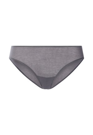 Gray seamless women's bikini-style underwear with a smooth finish and elastic waistband, displayed on a white background.
