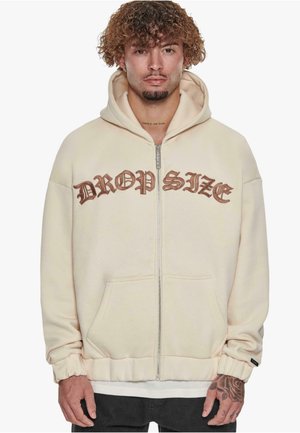 Dropsize SUPER HEAVY MID FRONT EMBO - Zip-up sweatshirt - coconut milk