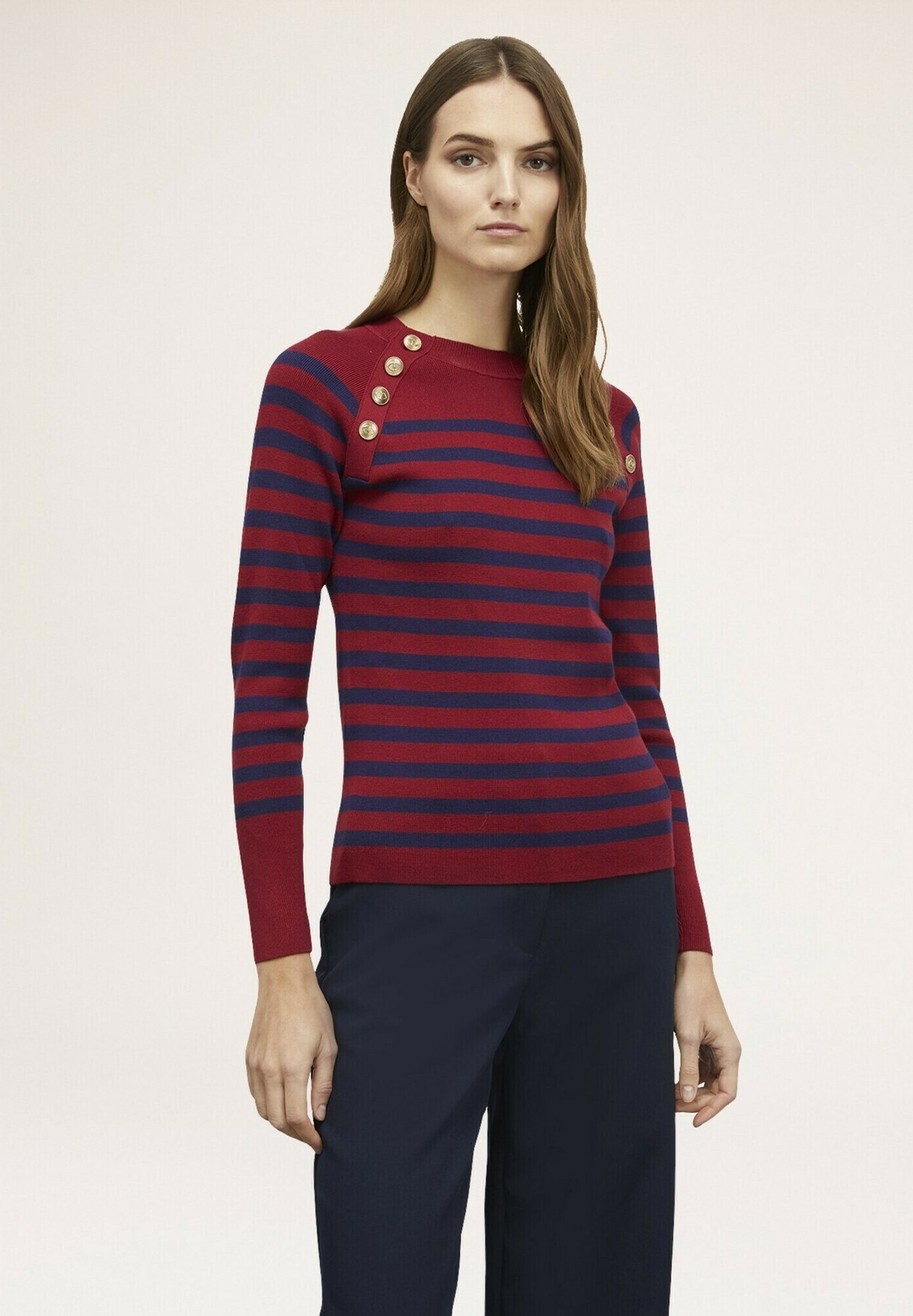 Motivi MOTIVO BOTTONI A RIGHE Maglione bordeaux