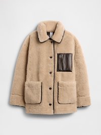 GAP SANDY LIANG REVERSIBLE VEGAN LEATHER SHERPA JACKET - Imitatieleren jas - dark brown