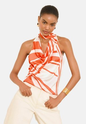 Lipsy, REGULAR FIT - TIE NECK HALTER TOP . - Bluse - orange white print