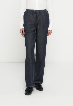 OBJGINA BARREL PANT - Pantalones - dark blue denim