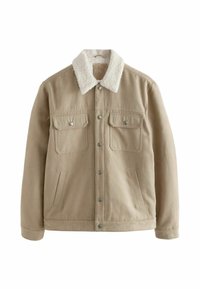 BORG COLLARED TRUCKER - REGULAR FIT - Kunstnahast jakk - stone