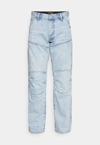 Lichtblauwe denim jeans met verstevigde kniezakken, een rechte pijp, contrasterende stiksels en een klassieke vijf-pocket stijl.