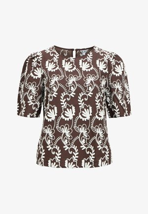 Object, OBJMYA 2/4 RE TOP NOOS - Blouse - seal brown