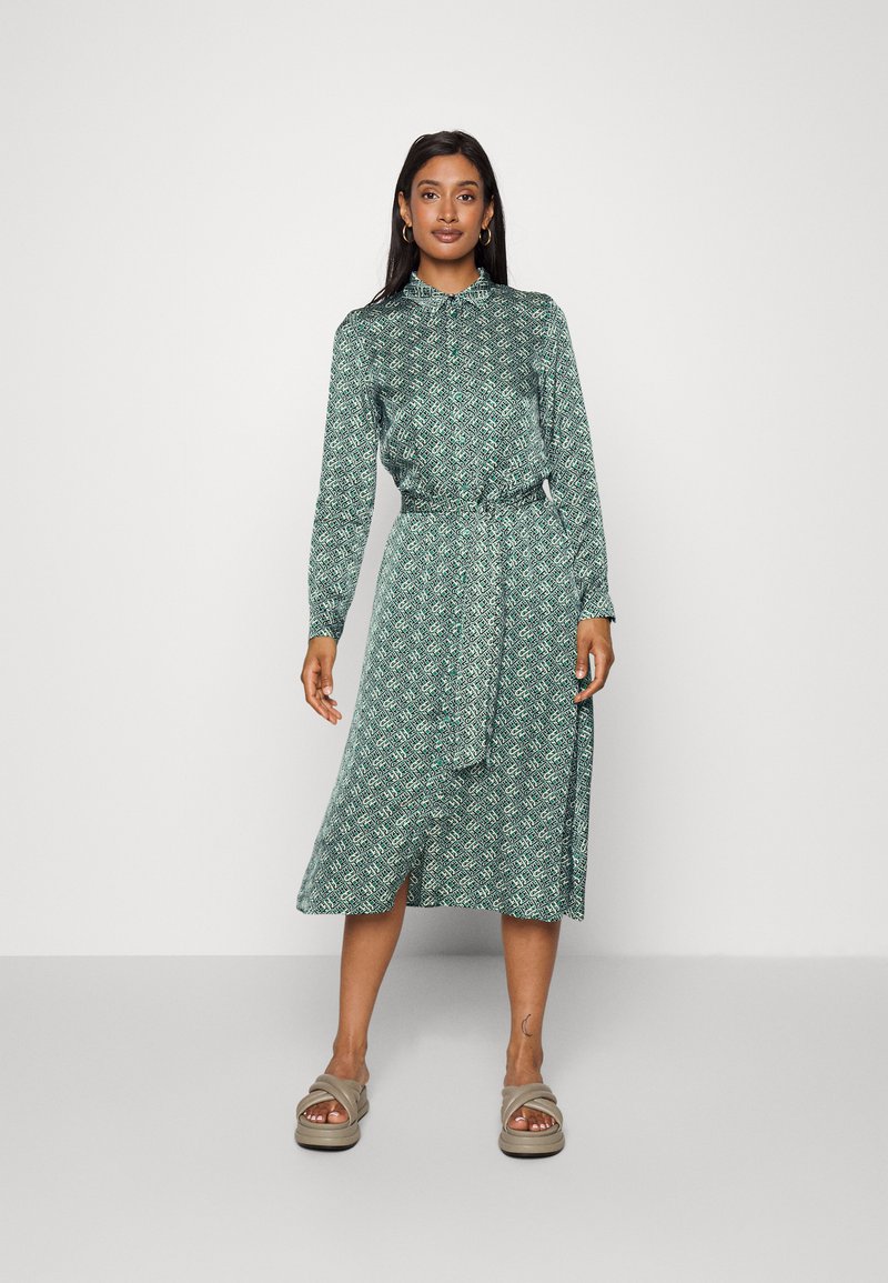 Esprit Collection SATEEN WITH PRINT Shirt dress emerald green/green