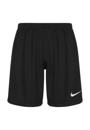 Short de sport noir avec taille élastique et logo swoosh Nike blanc sur la partie inférieure de la jambe droite, présenté sur fond blanc.