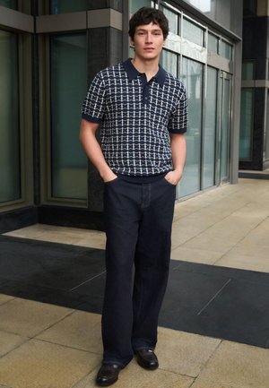 Next REGULAR FIT-GEO PATTERN SHORT SLEEVE  - Polokošeľa - navy blue