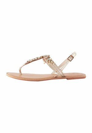 JEWEL TOE POST - Sandale s remenom u obliku slova T - gold