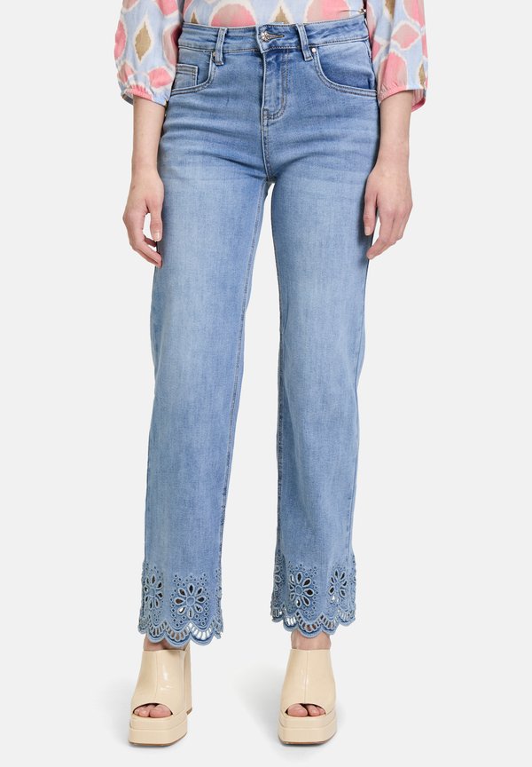 MIT STICKEREI - Jeans Straight Leg - blau