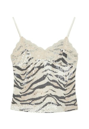 Stradivarius, ANIMAL PRINT SEQUIN SLIM FIT TOP - Débardeur - mottled beige