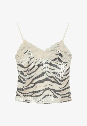 Stradivarius, ANIMAL PRINT SEQUIN SLIM FIT TOP - Débardeur - mottled beige