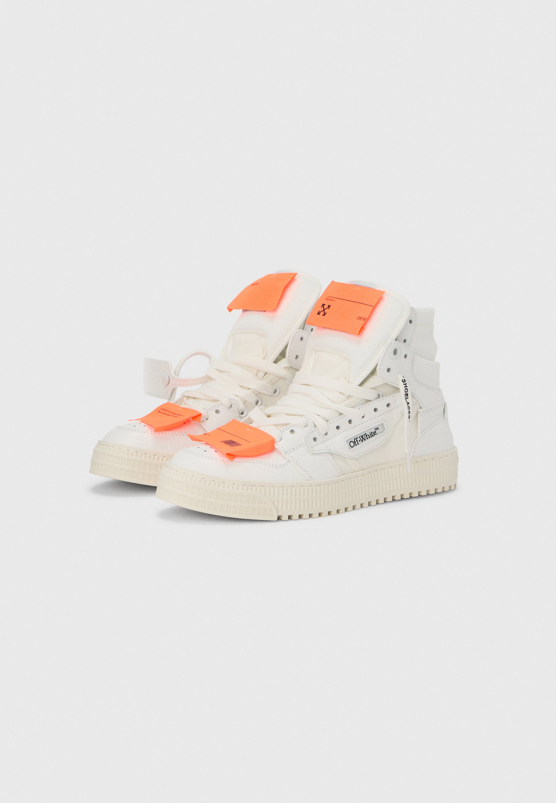 orange and white off white sneakers