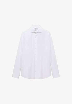 Witte blouse met lange mouwen, een klassieke kraag, knoopsluiting aan de voorkant en een ronde zoom. Gemaakt van een gladde, ademende stof.