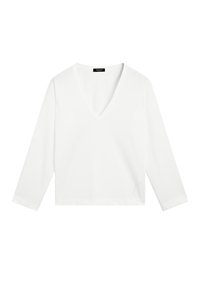 Massimo Dutti OVERSIZE V-NECK LONG SLEEVE - Longsleeve - white