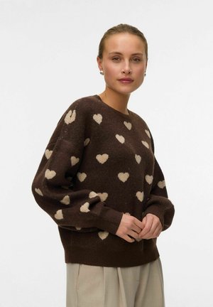 Vero Moda VMHEART PULLOVER - Pulover - chocolate martini