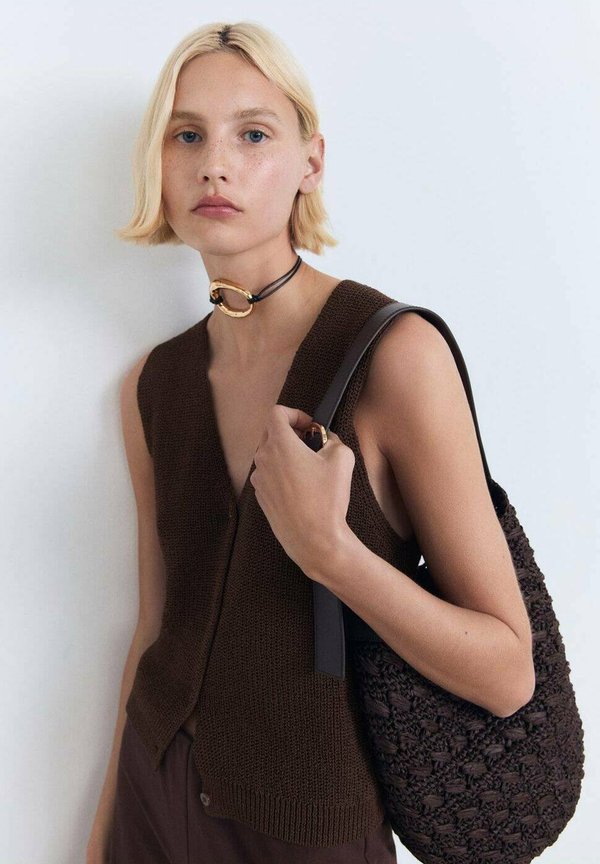 OPENWORK - Waistcoat - chocolate2