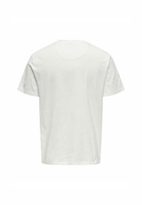 T-shirt bianco a maniche corte in cotone, con un classico collo a giro e una texture liscia. Privo di marchi o motivi visibili.