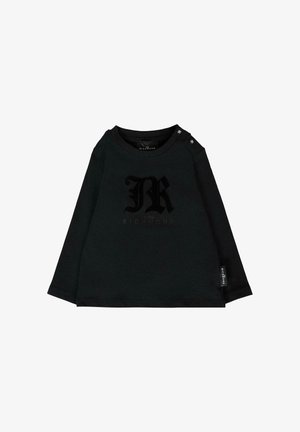 Zwarte lange mouwen shirt van katoen. Heeft een gestructureerd logo "JR" in donkere print en knoopaccenten op de schouder. Getailleerde pasvorm.