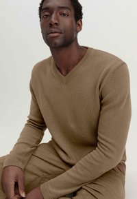 hessnatur V REGULAR  - Strickpullover - camel