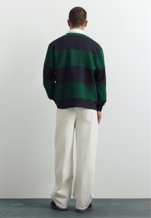 PULL&BEAR, STRIPED LONG SLEEVE WITH EMBROIDERY - POLO SHIRT - Polo shirt - dark green