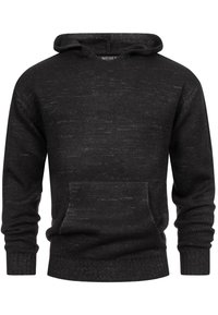 Sudadera con capucha negra, hecha de tejido de punto texturizado. Cuenta con un bolsillo delantero y puños acanalados, con un corte relajado. Etiqueta de la marca en blanco en el interior.
