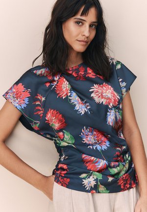 Majica kratkih rukava s printom - navy red floral print