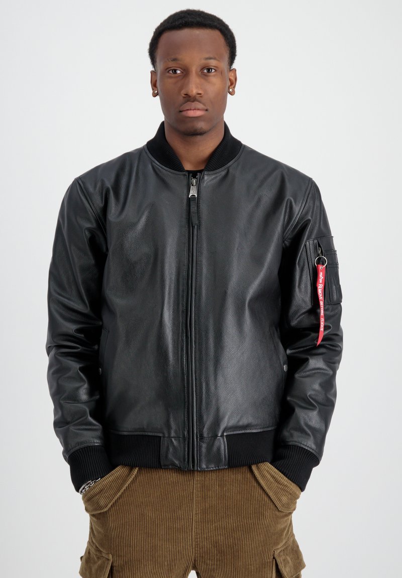 Alpha Industries MA-1 - Leather jacket - black - Zalando.de