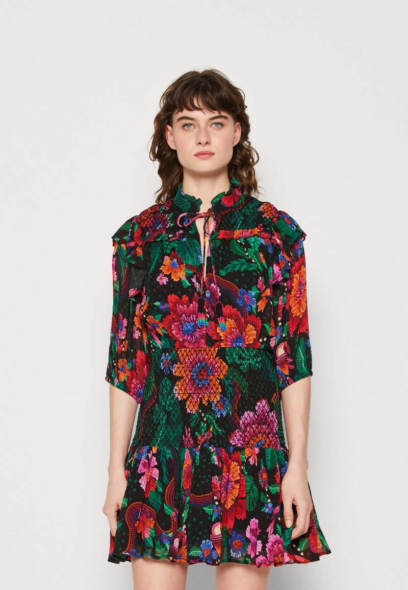 Farm Rio BLOOMING GARDEN MINI DRESS Day dress black/multicoloured