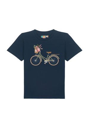 FAHRRAD MIT BLUMEN - Print T-shirt - french navy