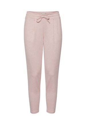 Pantaloni sportivi rosa chiaro con gamba affusolata, vita elastica con coulisse, tasche frontali e tessuto morbido e strutturato.