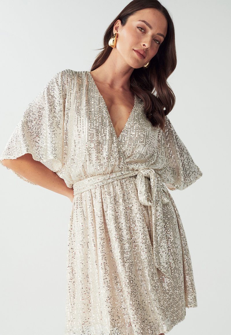 sachin and babi light blue dress Uhlyne Uhlyne Women's Champagne Sequin Fringe Party Dress: Sleeveless  Spaghetti Strap Short Dress With Flapper Style For Special Occasions main image 1