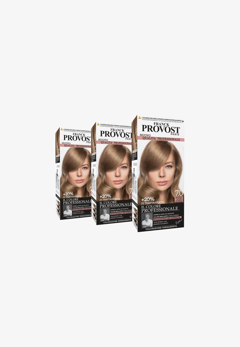 Franck Provost - FRANCK PROVOST TINTA CAPELLI COLORE PROFESSIONALE A DOMICILIO VALORIZZA RIFLESSI E BRILLANTEZZA PENNELLO DI PRECISIONE INCLUSO - 3 PACK - Tinte capelli - biondo scuro cenere, Ingrandire