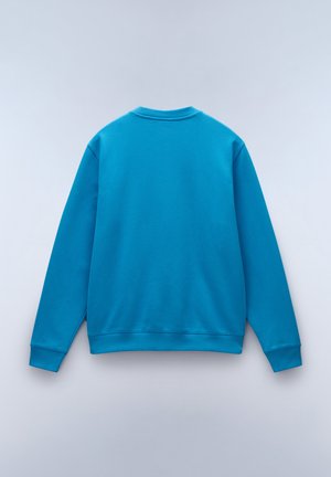 Helderblauwe sweatshirt met lange mouwen, een ronde hals en ribgebreide manchetten en zoom. Gemaakt van zachte, gestructureerde stof. Geen zichtbare afbeeldingen.