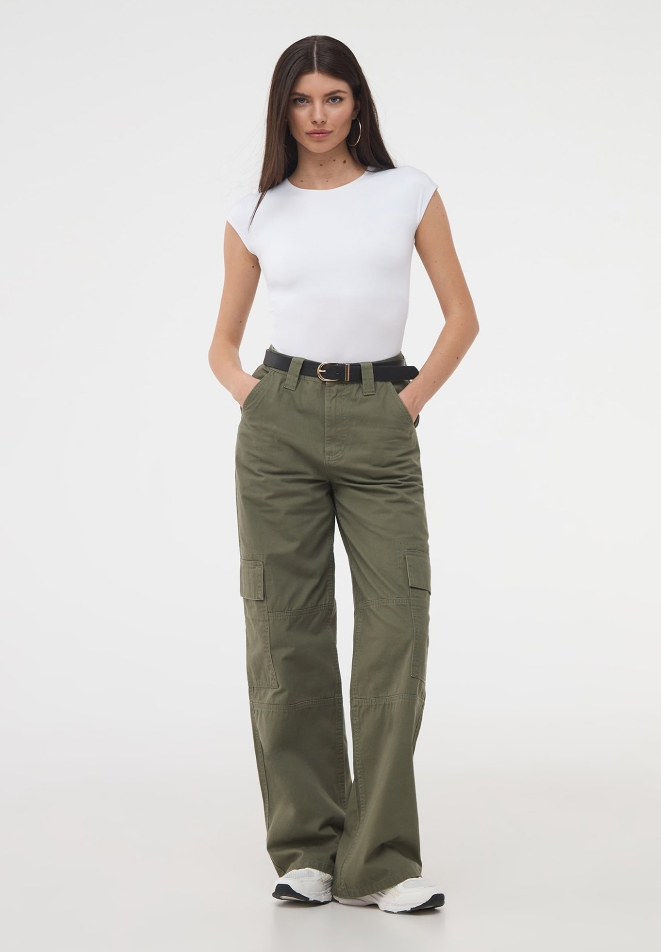 Pantaloni Cargo Verde Militare Donna Pantaloni Cargo Donna Zalando  Terranova TINTA UNITA Pantaloni