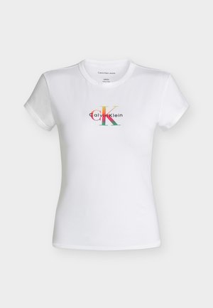 Calvin Klein Jeans, PRIDE BABY TEE - Nyomott mintás póló - bright white
