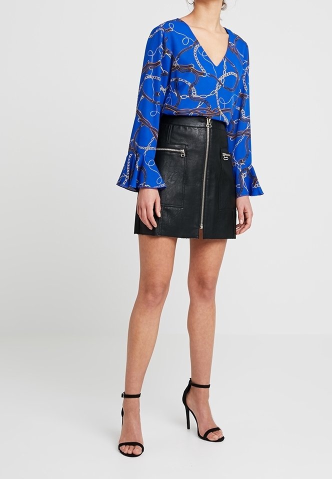 Jupe bleu marine longue en jersey de viscose BLIZZAIR - Boutique ASKA
