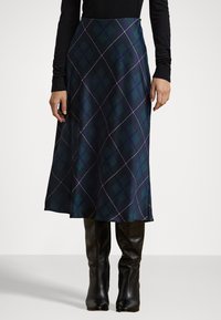 Lauren Ralph Lauren PLAID SATIN CHARMEUSE MIDI SKIRT - Suknja A kroja - blue/black/green
