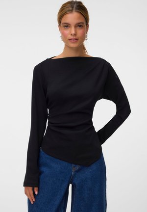 Vero Moda, VMMILLE LS BOATNECK SHORT TOP JRS NOOS - Блуза с дълги ръкави - black