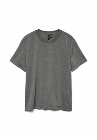 Tricou scurt cu mânecă gri, confecționat dintr-un material moale, cu guler rotund și tiv drept. Design simplu, fără modele sau accente.