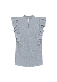 Blåstribet top med flæser på ærmerne, rund hals og en nøglehulldetalje. Letvægtsstof med subtil struktur. Casual pasform.