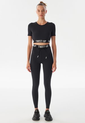 LOGO JACQUARD  - Legging - black