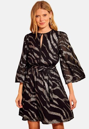 PETITE FIT - PRINT METALLIC CREW NECK MINI - Freizeitkleid - black animal